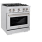 ZLINE 30 in. 4.2 cu. ft. Select Gas Range with 4 Burner Cooktop and Convection Gas Oven in Satin Stainless Steel, Open Box-Great Condition