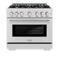 ZLINE 36 in. 5.2 cu. ft. Select Gas Range with 6 Burner Cooktop and Convection Gas Oven in Satin Stainless Steel, Open Box-Great Condition