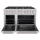 ZLINE 48 in. 6.7 cu. ft. Select Double Oven Gas Range with 8 Burner Cooktop in Satin Stainless Steel, Open Box-Great Condition