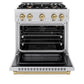 ZLINE Autograph Edition 30 in. 4.2 cu. ft. Select Gas Range with 4 Burner Cooktop and Convection Gas Oven in Satin Stainless Steel and Champagne Bronze Accents, Open Box-Great Condition