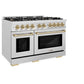 ZLINE Autograph Edition 48 in. 6.7 cu. ft. Select Double Oven Gas Range with 8 Burner Cooktop in Satin Stainless Steel and Champagne Bronze Accents, Open Box-Great Condition