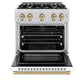 ZLINE Autograph Edition 30 in. 4.2 cu. ft. Select Gas Range with 4 Burner Cooktop and Convection Gas Oven in Satin Stainless Steel with White Matte Door and Champagne Bronze Accents, Open Box-Great Condition