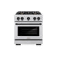 ZLINE Autograph Edition 30 in. 4.2 cu. ft. Select Gas Range with 4 Burner Cooktop and Convection Gas Oven in Satin Stainless Steel and Matte Black Accents, Open Box-Great Condition