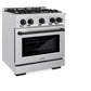 ZLINE Autograph Edition 30 in. 4.2 cu. ft. Select Gas Range with 4 Burner Cooktop and Convection Gas Oven in Satin Stainless Steel and Matte Black Accents, Open Box-Great Condition