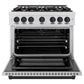ZLINE Autograph Edition 36 in. 5.2 cu. ft. Select Gas Range with 6 Burner Cooktop and Convection Gas Oven in Satin Stainless Steel and Matte Black Accents, Open Box-Great Condition