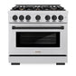 ZLINE Autograph Edition 36 in. 5.2 cu. ft. Select Gas Range with 6 Burner Cooktop and Convection Gas Oven in Satin Stainless Steel and Matte Black Accents, Open Box-Great Condition