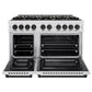 ZLINE Autograph Edition 48 in. 6.7 cu. ft. Select Double Oven Gas Range with 8 Burner Cooktop in Satin Stainless Steel and Matte Black Accents, Open Box-Great Condition