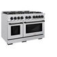 ZLINE Autograph Edition 48 in. 6.7 cu. ft. Select Double Oven Gas Range with 8 Burner Cooktop in Satin Stainless Steel and Matte Black Accents, Open Box-Great Condition