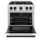 ZLINE Autograph Edition 30 in. 4.2 cu. ft. Select Gas Range with 4 Burner Cooktop and Convection Gas Oven in Satin Stainless Steel with White Matte Door and Matte Black Accents, Open Box-Great Condition