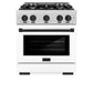 ZLINE Autograph Edition 30 in. 4.2 cu. ft. Select Gas Range with 4 Burner Cooktop and Convection Gas Oven in Satin Stainless Steel with White Matte Door and Matte Black Accents, Open Box-Great Condition