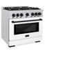 ZLINE Autograph Edition 36 in. 5.2 cu. ft. Select Gas Range with 6 Burner Cooktop and Convection Gas Oven in Satin Stainless Steel with White Matte Door and Matte Black Accents, Open Box-Great Condition