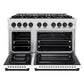 ZLINE Autograph Edition 48 in. 6.7 cu. ft. Select Double Oven Gas Range with 8 Burner Cooktop in Satin Stainless Steel with White Matte Doors and Matte Black Accents, Open Box-Great Condition