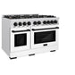 ZLINE Autograph Edition 48 in. 6.7 cu. ft. Select Double Oven Gas Range with 8 Burner Cooktop in Satin Stainless Steel with White Matte Doors and Matte Black Accents, Open Box-Great Condition