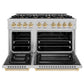 ZLINE Autograph Edition 48 in. 6.7 cu. ft. Select Double Oven Dual Fuel Range with 8 Burner Gas Cooktop in Satin Stainless Steel and Polished Gold Accents, Open Box-Great Condition