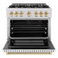 ZLINE Autograph Edition 36 in. 5.2 cu. ft. Select Gas Range with 6 Burner Cooktop and Convection Gas Oven in Satin Stainless Steel with White Matte Door and Polished Gold Accents, Open Box-Great Condition