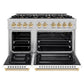 ZLINE Autograph Edition 48 in. 6.7 cu. ft. Select Double Oven Gas Range with 8 Burner Cooktop in Satin Stainless Steel with White Matte Doors and Polished Gold Accents, Open Box-Great Condition