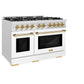 ZLINE Autograph Edition 48 in. 6.7 cu. ft. Select Double Oven Gas Range with 8 Burner Cooktop in Satin Stainless Steel with White Matte Doors and Polished Gold Accents, Open Box-Great Condition