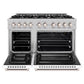 ZLINE 48 in. 6.7 cu. ft. Select Double Oven Gas Range with 8 Burner Cooktop in Satin Stainless Steel with White Matte Doors, Open Box-Great Condition