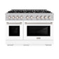 ZLINE 48 in. 6.7 cu. ft. Select Double Oven Gas Range with 8 Burner Cooktop in Satin Stainless Steel with White Matte Doors, Open Box-Great Condition