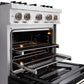 ZLINE 30 in. 4.2 cu. ft. Select Dual Fuel Range with 4 Burner Gas Cooktop and Electric Convection Oven in Stainless Steel with Black Matte Door, Open Box-Great Condition