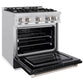 ZLINE 30 in. 4.2 cu. ft. Select Dual Fuel Range with 4 Burner Gas Cooktop and Electric Convection Oven in Stainless Steel with Black Matte Door, Open Box-Great Condition