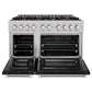 ZLINE 48 in. 6.7 cu. ft. Select Double Oven Gas Range with 8 Burner Cooktop in Stainless Steel with Black Matte Doors, Open Box-Great Condition