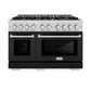 ZLINE 48 in. 6.7 cu. ft. Select Double Oven Gas Range with 8 Burner Cooktop in Stainless Steel with Black Matte Doors, Open Box-Great Condition