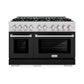 ZLINE 48 in. 6.7 cu. ft. Select Double Oven Dual Fuel Range with 8 Burner Gas Cooktop in Stainless Steel with Black Matte Doors, Open Box-Great Condition