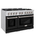 ZLINE 48 in. 6.7 cu. ft. Select Double Oven Dual Fuel Range with 8 Burner Gas Cooktop in Stainless Steel with Black Matte Doors, Open Box-Great Condition