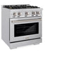 ZLINE 30 in. 4.2 cu. ft. Select Dual Fuel Range with Gas Cooktop and Electric Convection Oven in Stainless Steel with 4 Brass Burners, Open Box-Great Condition