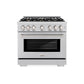 ZLINE 36 in. 5.2 cu. ft. Select Dual Fuel Range with Gas Cooktop and Electric Convection Oven in Stainless Steel with 6 Brass Burners, Open Box-Great Condition