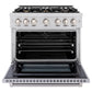 ZLINE 36 in. 5.2 cu. ft. Select Dual Fuel Range with Gas Cooktop and Electric Convection Oven in Stainless Steel with 6 Brass Burners, Open Box-Great Condition