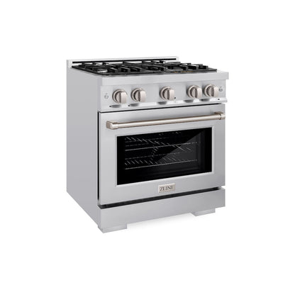 ZLINE 30 in. 4.2 cu. ft. Select Dual Fuel Range with 4 Burner Gas Cooktop and Electric Convection Oven in Stainless Steel, Open Box-Great Condition