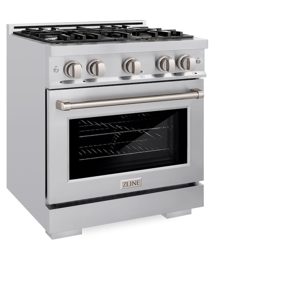 ZLINE 30 in. 4.2 cu. ft. Select Dual Fuel Range with 4 Burner Gas Cooktop and Electric Convection Oven in Stainless Steel (HDR30)