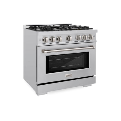 ZLINE 36 in. 5.2 cu. ft. Select Dual Fuel Range with 6 Burner Gas Cooktop and Electric Convection Oven in Stainless Steel, Open Box-Great Condition