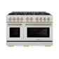 ZLINE Autograph Edition 48 in. 6.7 cu. ft. Select Double Oven Dual Fuel Range with 8 Burner Gas Cooktop in Stainless Steel and Champagne Bronze Accents, Open Box-Great Condition