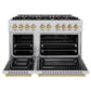 ZLINE Autograph Edition 48 in. 6.7 cu. ft. Select Double Oven Dual Fuel Range with 8 Burner Gas Cooktop in Stainless Steel and Champagne Bronze Accents, Open Box-Great Condition