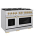 ZLINE Autograph Edition 48 in. 6.7 cu. ft. Select Double Oven Dual Fuel Range with 8 Burner Gas Cooktop in Stainless Steel and Champagne Bronze Accents, Open Box-Great Condition