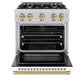 ZLINE Autograph Edition 30 in. 4.2 cu. ft. Select Dual Fuel Range with 4 Burner Gas Cooktop and Electric Convection Oven in Stainless Steel with White Matte Door and Champagne Bronze Accents, Open Box-Great Condition