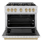 ZLINE Autograph Edition 36 in. 5.2 cu. ft. Select Dual Fuel Range with 6 Burner Gas Cooktop and Electric Convection Oven in Stainless Steel with White Matte Door and Champagne Bronze Accents, Open Box-Great Condition