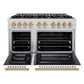 ZLINE Autograph Edition 48 in. 6.7 cu. ft. Select Double Oven Dual Fuel Range with 8 Burner Gas Cooktop in Stainless Steel with White Matte Doors and Champagne Bronze Accents, Open Box-Great Condition