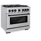 ZLINE Autograph Edition 36 in. 5.2 cu. ft. Select Dual Fuel Range with 6 Burner Gas Cooktop and Electric Convection Oven in Stainless Steel with Matte Black Accents, Open Box-Great Condition