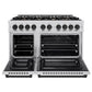 ZLINE Autograph Edition 48 in. 6.7 cu. ft. Select Double Oven Dual Fuel Range with 8 Burner Gas Cooktop in Stainless Steel and Matte Black Accents, Open Box-Great Condition