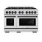 ZLINE Autograph Edition 48 in. 6.7 cu. ft. Select Double Oven Dual Fuel Range with 8 Burner Gas Cooktop in Stainless Steel and Matte Black Accents, Open Box-Great Condition