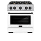 ZLINE Autograph Edition 30 in. 4.2 cu. ft. Select Dual Fuel Range with 4 Burner Gas Cooktop and Electric Convection Oven in Stainless Steel with White Matte Door and Matte Black Accents, Open Box-Great Condition