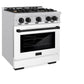 ZLINE Autograph Edition 30 in. 4.2 cu. ft. Select Dual Fuel Range with 4 Burner Gas Cooktop and Electric Convection Oven in Stainless Steel with White Matte Door and Matte Black Accents, Open Box-Great Condition