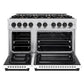 ZLINE Autograph Edition 48 in. 6.7 cu. ft. Select Double Oven Dual Fuel Range with 8 Burner Gas Cooktop in Stainless Steel with White Matte Door and Matte Black Accents, Open Box-Great Condition