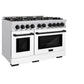 ZLINE Autograph Edition 48 in. 6.7 cu. ft. Select Double Oven Dual Fuel Range with 8 Burner Gas Cooktop in Stainless Steel with White Matte Door and Matte Black Accents, Open Box-Great Condition