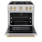ZLINE Autograph Edition 30 in. 4.2 cu. ft. Select Dual Fuel Range with 4 Burner Gas Cooktop and Electric Convection Oven in Stainless Steel with Polished Gold Accents, Open Box-Great Condition