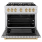 ZLINE Autograph Edition 36 in. 5.2 cu. ft. Select Dual Fuel Range with 6 Burner Gas Cooktop and Electric Convection Oven in Stainless Steel with Polished Gold Accents, Open Box-Great Condition